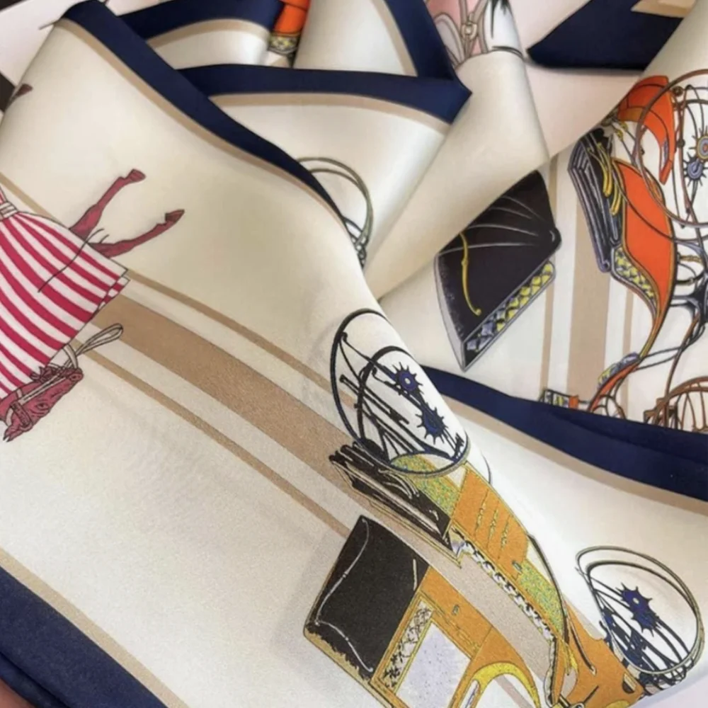 Silk Scarf with Equestrian Print NWT